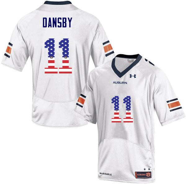 Men #11 Karlos Dansby Auburn Tigers USA Flag Fashion College Football Jerseys-White